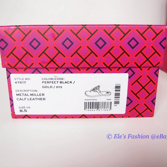NIB Tory Burch Metal Miller Leather Thong Sandal BLACK 7 7.5 8 8.5 9 9.5 AUTHNT - Picture 4 of 16
